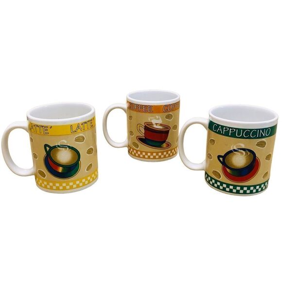 Latte Cappuccino Coffee Set Cups Mugs - Picture 2 of 9